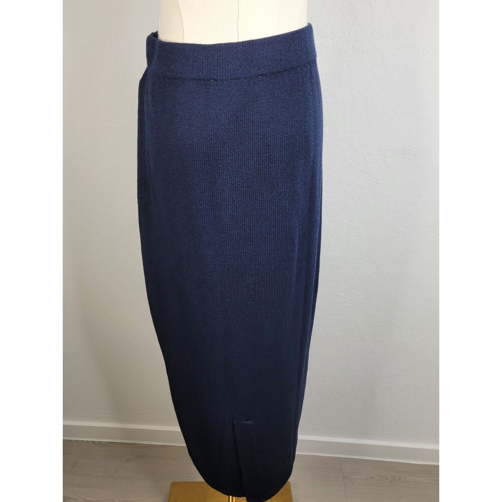 St. John Separates Navy Santana Knit Midi Skirt Size 8 Beautiful Made in USA - Picture 7 of 17